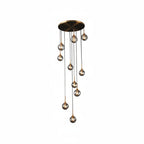 Spiral Glass Globe Staircase Chandelier, 10 or 13 Lights