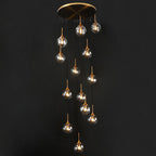 Spiral Glass Globe Staircase Chandelier, 10 or 13 Lights
