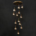 Spiral Glass Globe Staircase Chandelier, 10 or 13 Lights