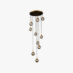 Spiral Glass Globe Staircase Chandelier, 10 or 13 Lights