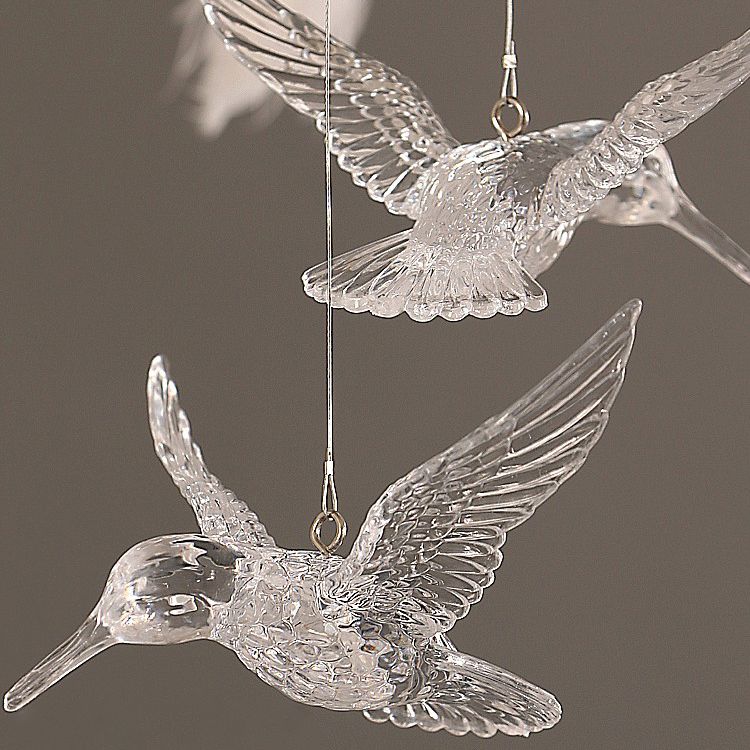 Glamour Feather Chandelier with Decorative Bird Figurines