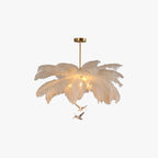 Glamour Feather Chandelier with Decorative Bird Figurines