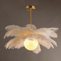 Glamour Feather Chandelier with Decorative Bird Figurines