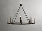 Industrial Ring Chandelier in Sand Cast Brass, 6 or 8 Lights