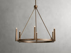 Industrial Ring Chandelier in Sand Cast Brass, 6 or 8 Lights