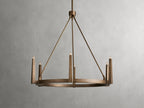 Industrial Ring Chandelier in Sand Cast Brass, 6 or 8 Lights