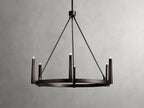 Industrial Ring Chandelier in Sand Cast Brass, 6 or 8 Lights