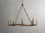 Industrial Ring Chandelier in Sand Cast Brass, 6 or 8 Lights