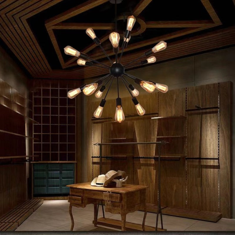 Industrial Sputnik Chandelier with 12 to 20 Arms, Adjustable Drop