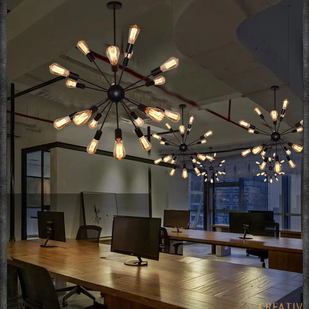 Industrial Sputnik Chandelier with 12 to 20 Arms, Adjustable Drop
