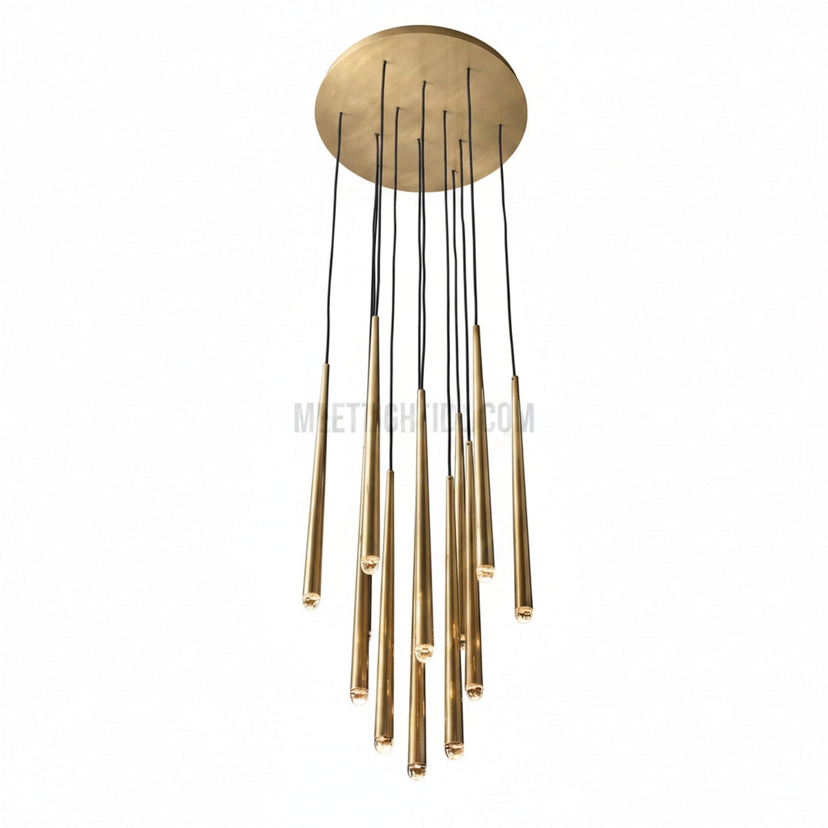 Modern 12-Light Cascading Chandelier with Bevelled Glass Tubes