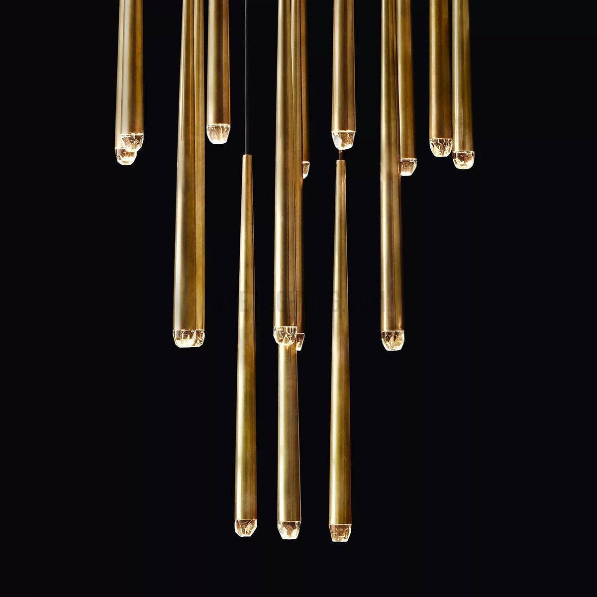 Modern 12-Light Cascading Chandelier with Bevelled Glass Tubes
