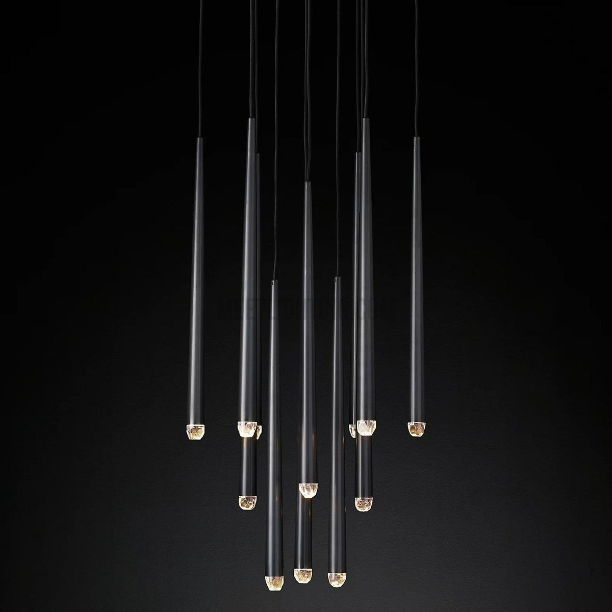 Modern 12-Light Cascading Chandelier with Bevelled Glass Tubes