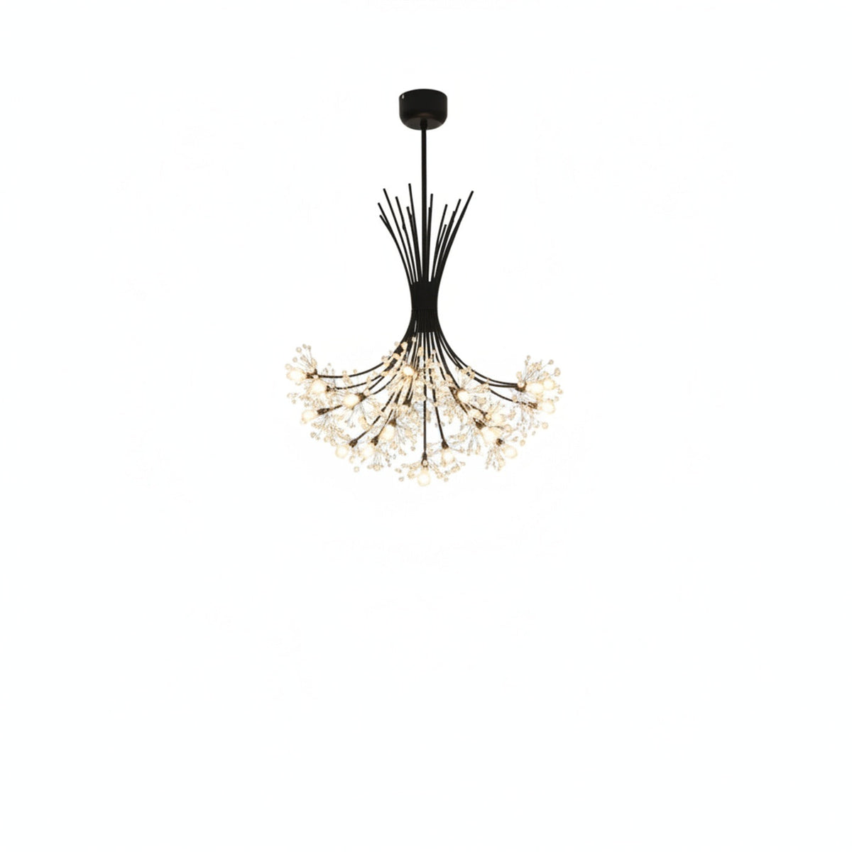 Dandelion Crystal Chandelier with Branching Metal Arms
