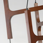 Retro Wood Frame Chandelier with Opal Glass Globes