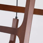 Retro Wood Frame Chandelier with Opal Glass Globes