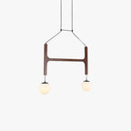 Retro Wood Frame Chandelier with Opal Glass Globes