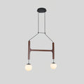 Retro Wood Frame Chandelier with Opal Glass Globes