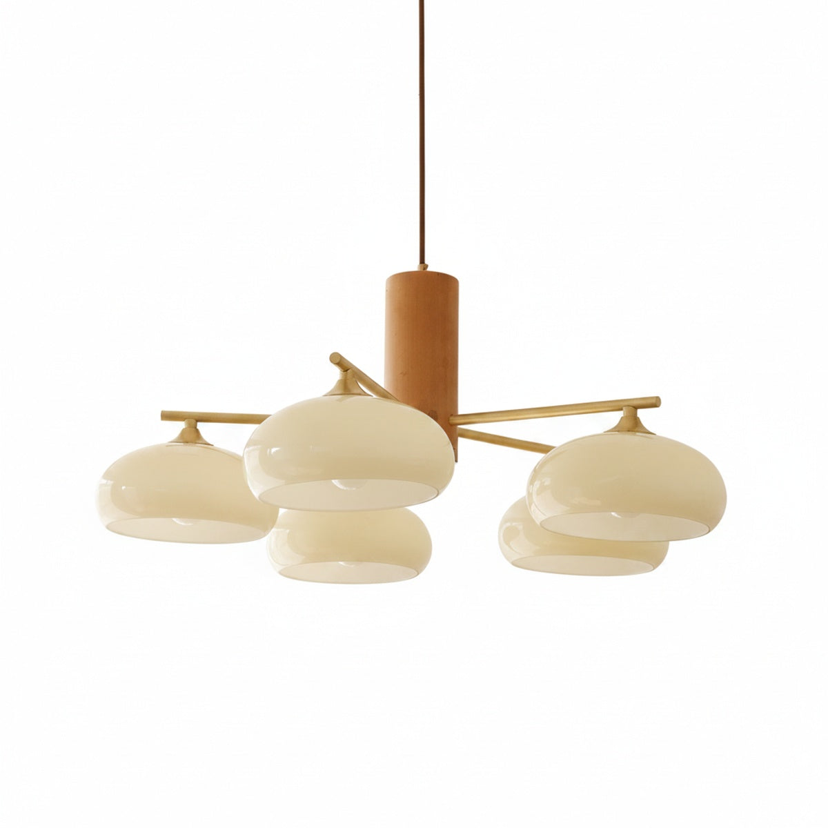 Retro Glass Globe Chandelier with Gold Arms, 3 or 5 Lights