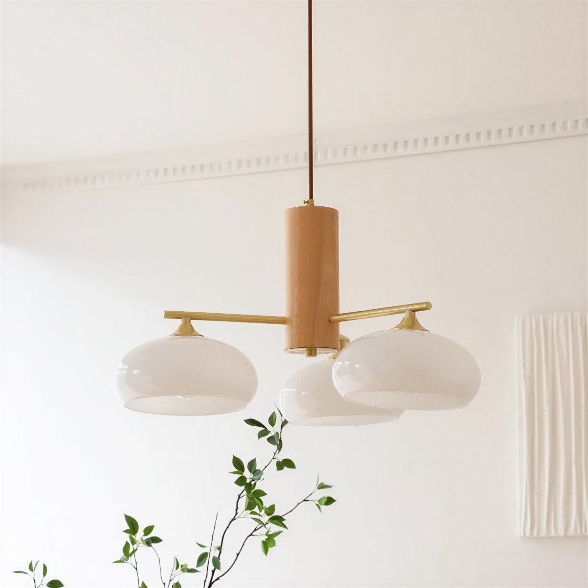 Retro Glass Globe Chandelier with Gold Arms, 3 or 5 Lights