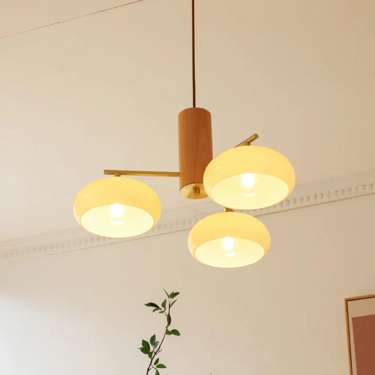 Retro Glass Globe Chandelier with Gold Arms, 3 or 5 Lights